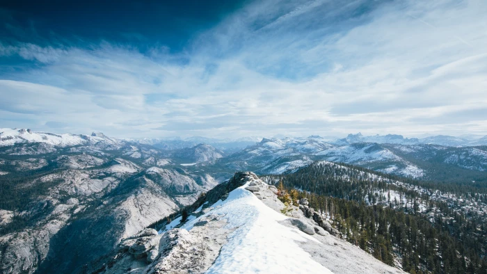 mountain cover by snow under white clouds Yosemite wallpaper 2k 4k 5k