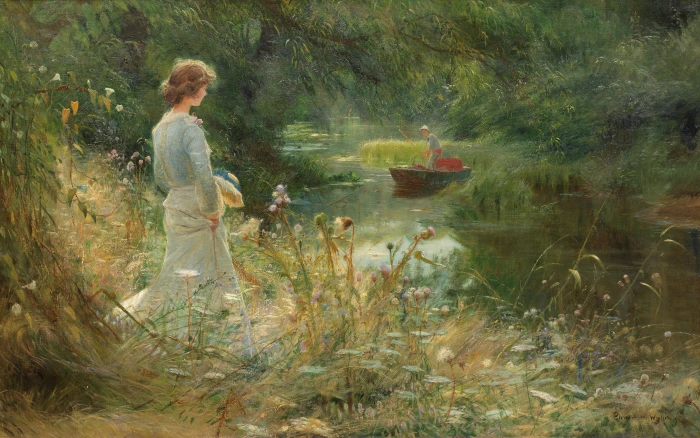 artwork painting outdoors nature women classic art 2k 4k