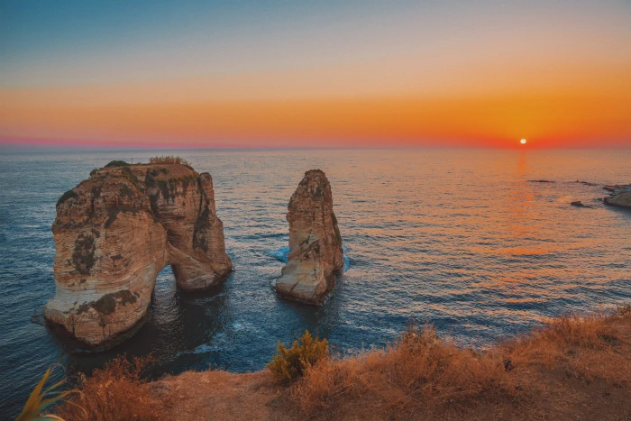 lebanon beirut rouche rocks pigeon rock raouch sky sunset 2k 4k 5k
