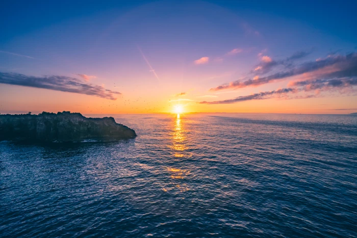 panoramic photography of island during sunset Sunrise rising sun 2k 4k 5k