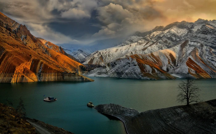 Amirkabir Dam brown and white mountains Nature Landscape Asia Iran 2k 4k 5k
