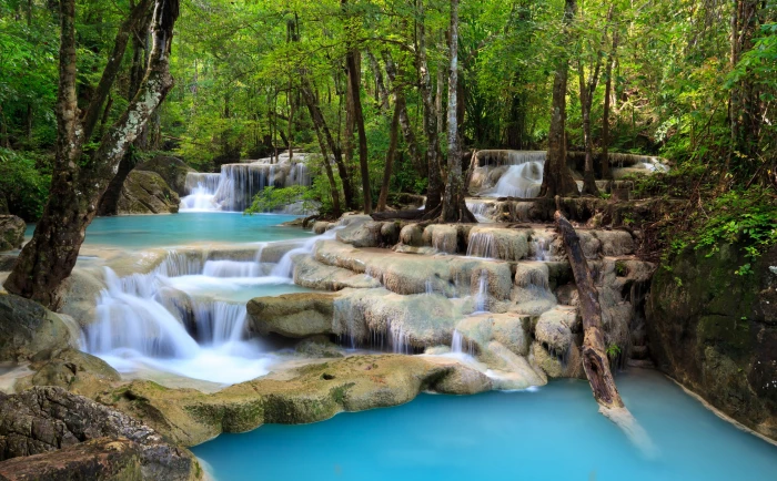Tropical Waterfall blue body of water Nature Waterfalls Travel 2k 4k 5k