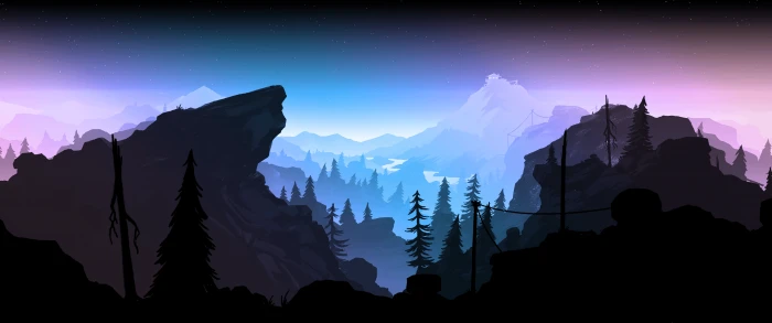 Firewatch abstract minimalism silhoutte dual monitor widescreen wide screen multiple 2k 4k 5k