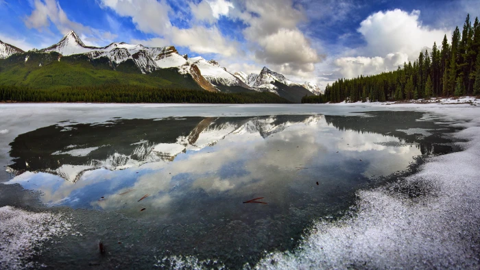 Frozen nature landscape lake 2k 4k