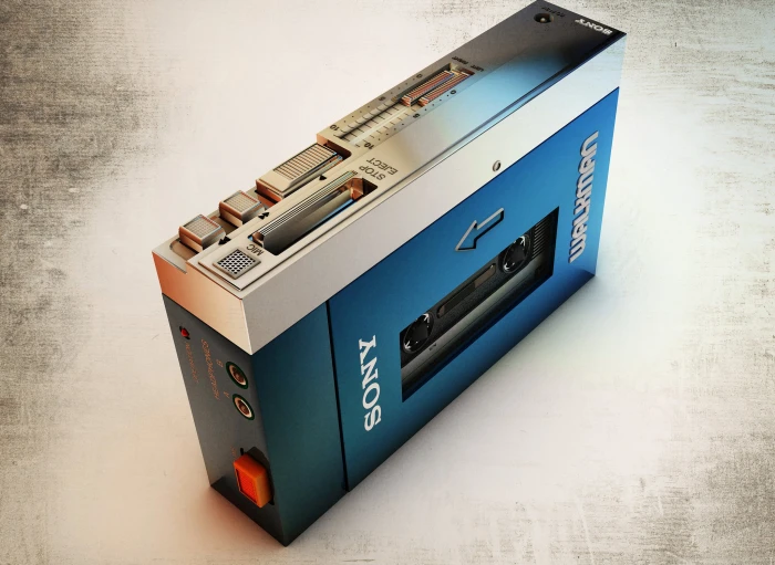 blue and black Sony Walkman macro music background TPS 2k