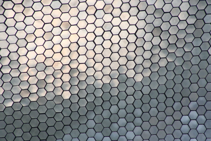 gray honeycomb Hexagon Texture Metal Mexico Grating metal sheet 2k