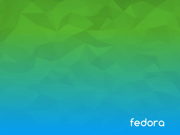 green and blue background with fedora text overlay Linux GNU 2k