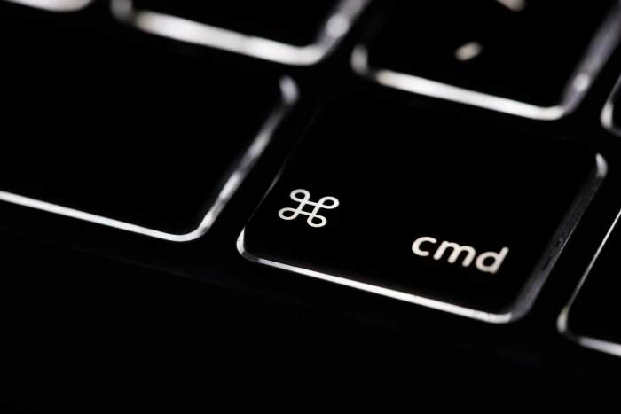 Macro shot of the command key on backlit keyboard a laptop computer Image captured with Canon 2k 4k 5k