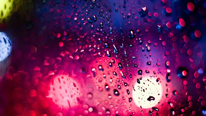 red bokeh light macro shot of water droplets drops glass 2k 4k