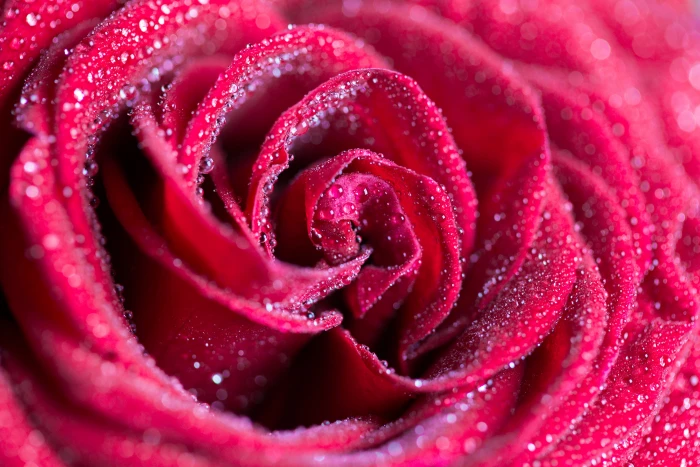 Red Rose with Drops Close Up blooms flowers pattern top water 2k 4k
