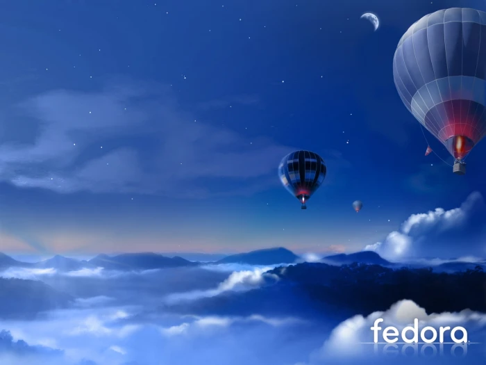 night linux fedora hot air balloons Technology Linux HD Art 2k