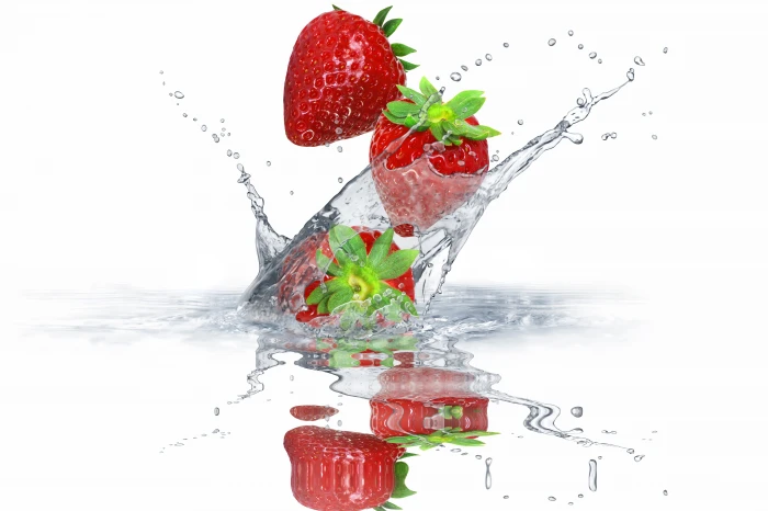 strawberry fruits water squirt berries fresh splash drops 2k 4k 5k 8k