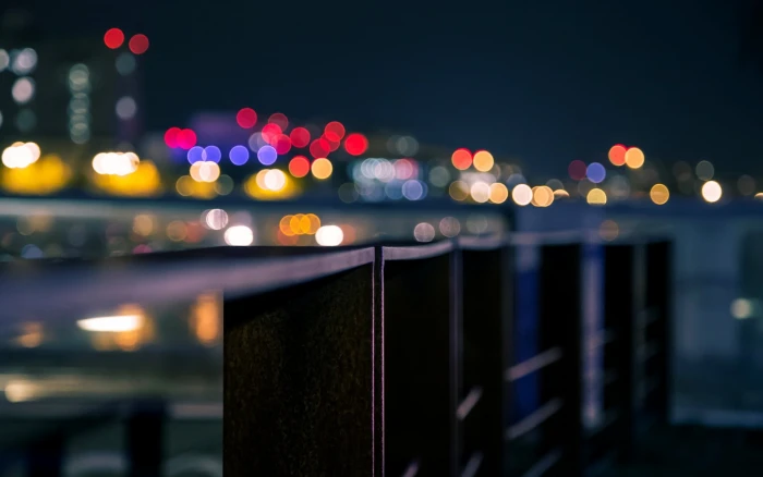 black metal rail macro the city background Wallpaper blur 2k