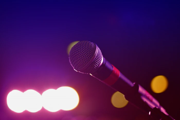 bokeh photography of microphone black music musician band 2k 4k 5k