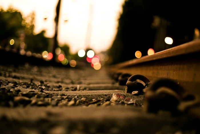 bokeh photography of train railway selective photo rail 2k