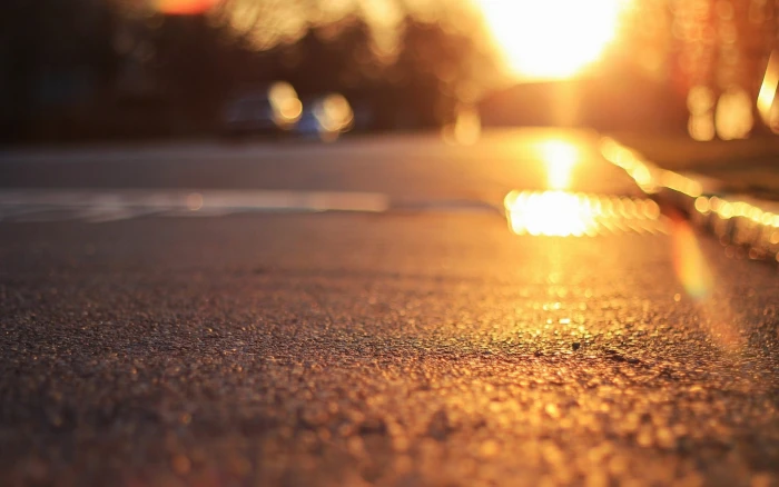 gray road selective photo of sunlight bokeh depth field 2k