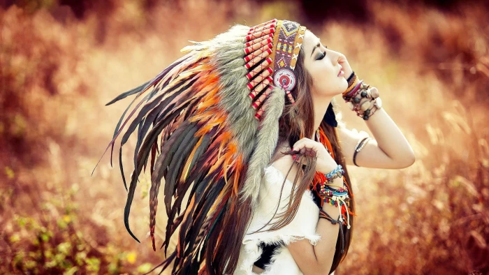Models Linh Napie Asian Bokeh Cosplay Feather Field Girl 2k