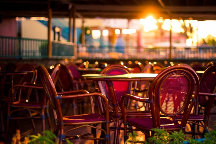 photography colorful chair lights bokeh seat focus on foreground 2k