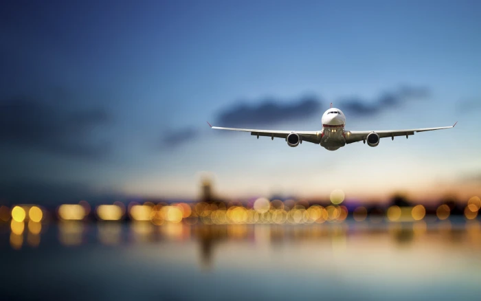 white airliner tilt shift lens photography of airplane passenger aircraft 2k