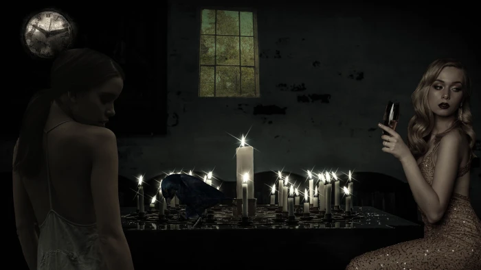 fantasy mysticism spooky space dark woman composing atmosphere 2k 4k 5k