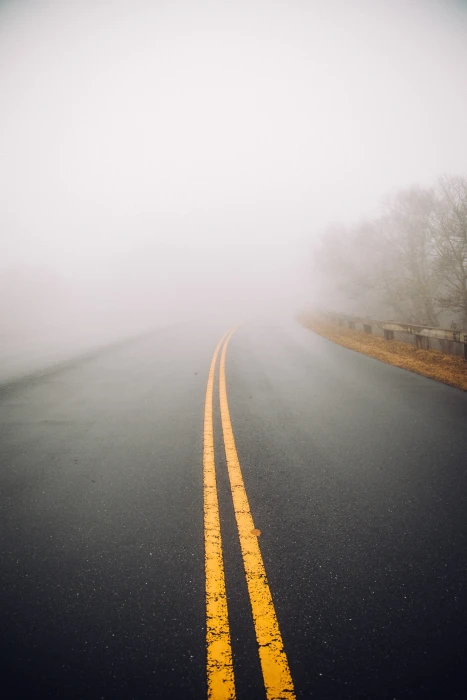 foggy gray concrete road mist misty mood moody street mystical 2k 4k