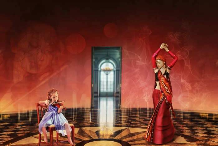 girl playing violin and woman dancing music dance art child 2k 4k 5k