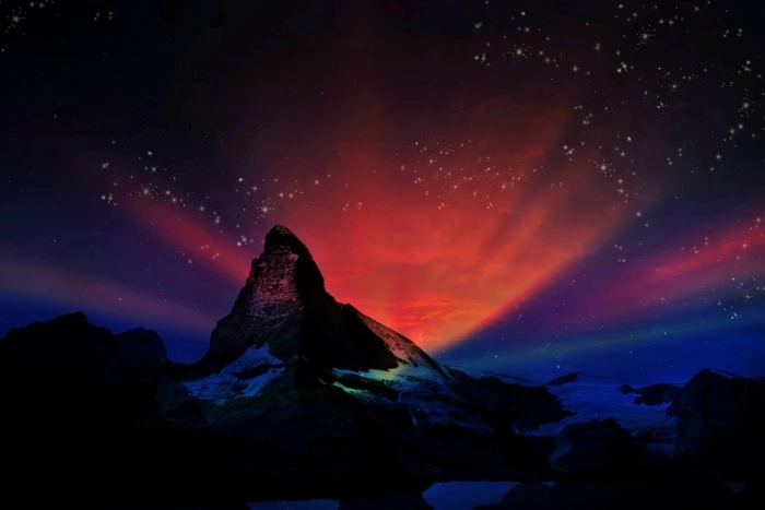 mountain and stars graphic matterhorn swiss fantasy landscape 2k