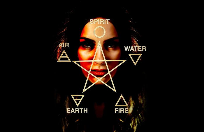 spirit water air earth and fire text with woman s portrait 2k 4k 5k