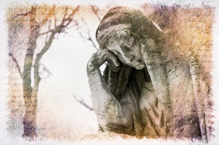 woman statue sculpture stone figure cemetery mourning art 2k