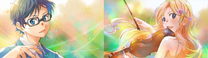 anime characters Shigatsu wa Kimi no Uso Arima Kousei Miyazono Kaori widescreen dualmonitor dualscreen 2k 4k