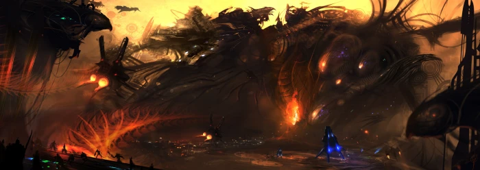 art battle Dark dual fantasy fi fire horror monitor widescreen dualmonitor dualscreen 2k