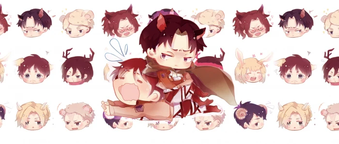 chibi dual kyojin multi shingeki widescreen dualmonitor dualscreen 2k