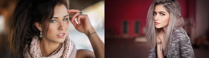 women scarf brunette blonde sweater multiple display dual monitors widescreen dualmonitor dualscreen 2k 4k