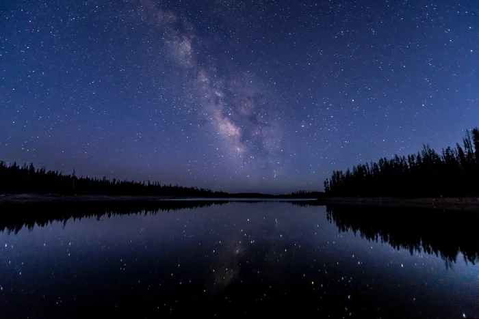 milky way lake reflection stars hd nature dark 2k 4k 5k