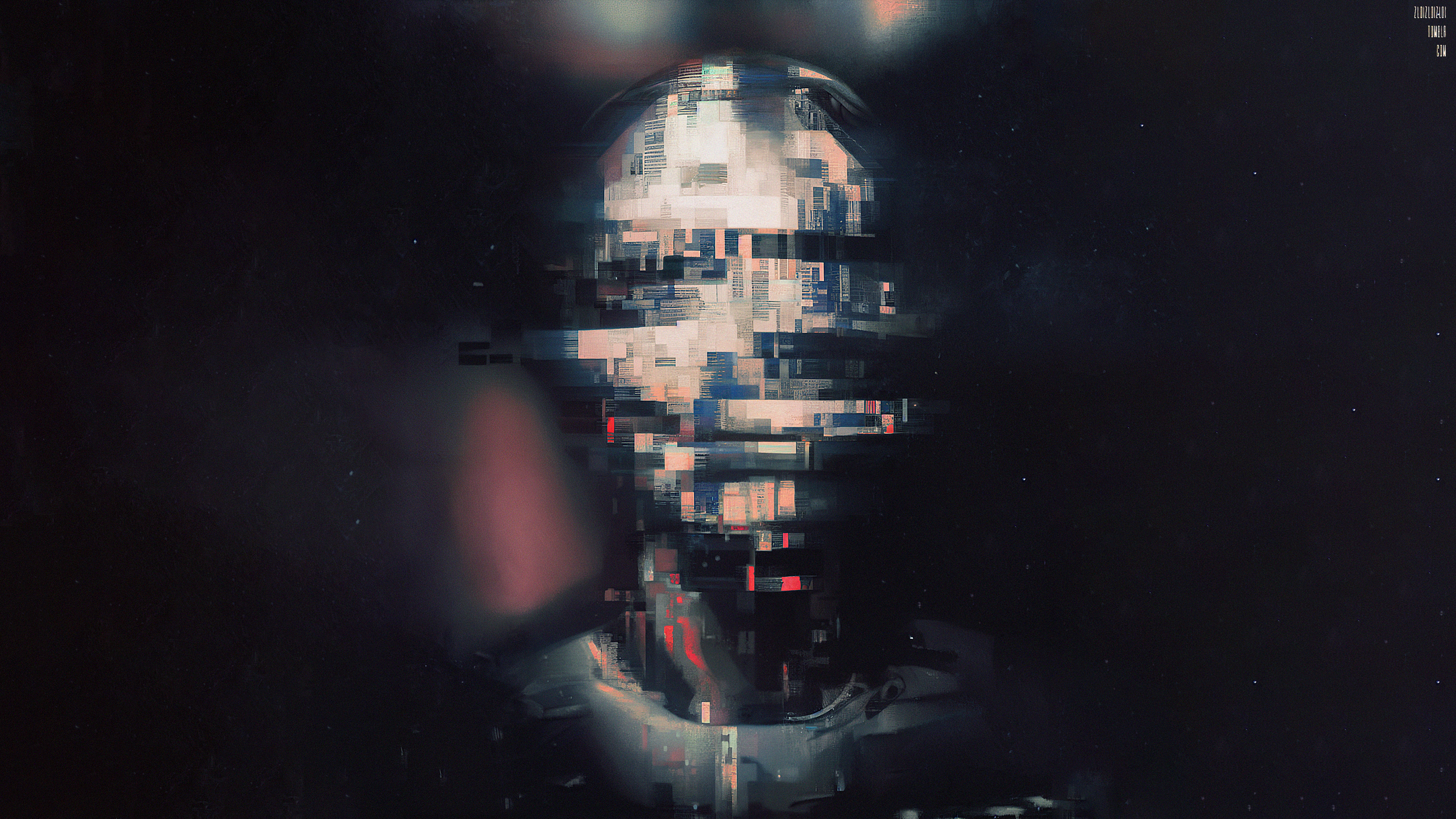 Glitch Art Abstract Dark 2k