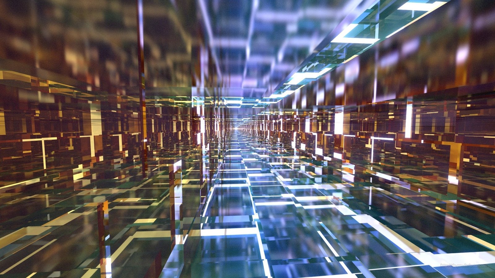 Bright Blue and Dark Gold Tunnel