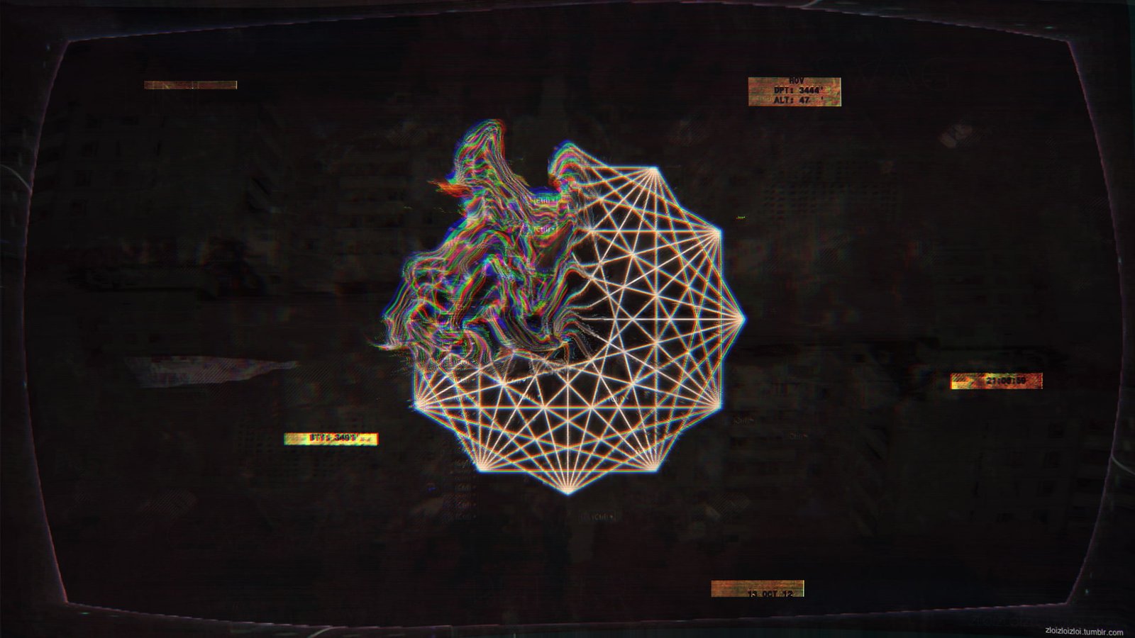 abstract Cyber Dark glitch Art