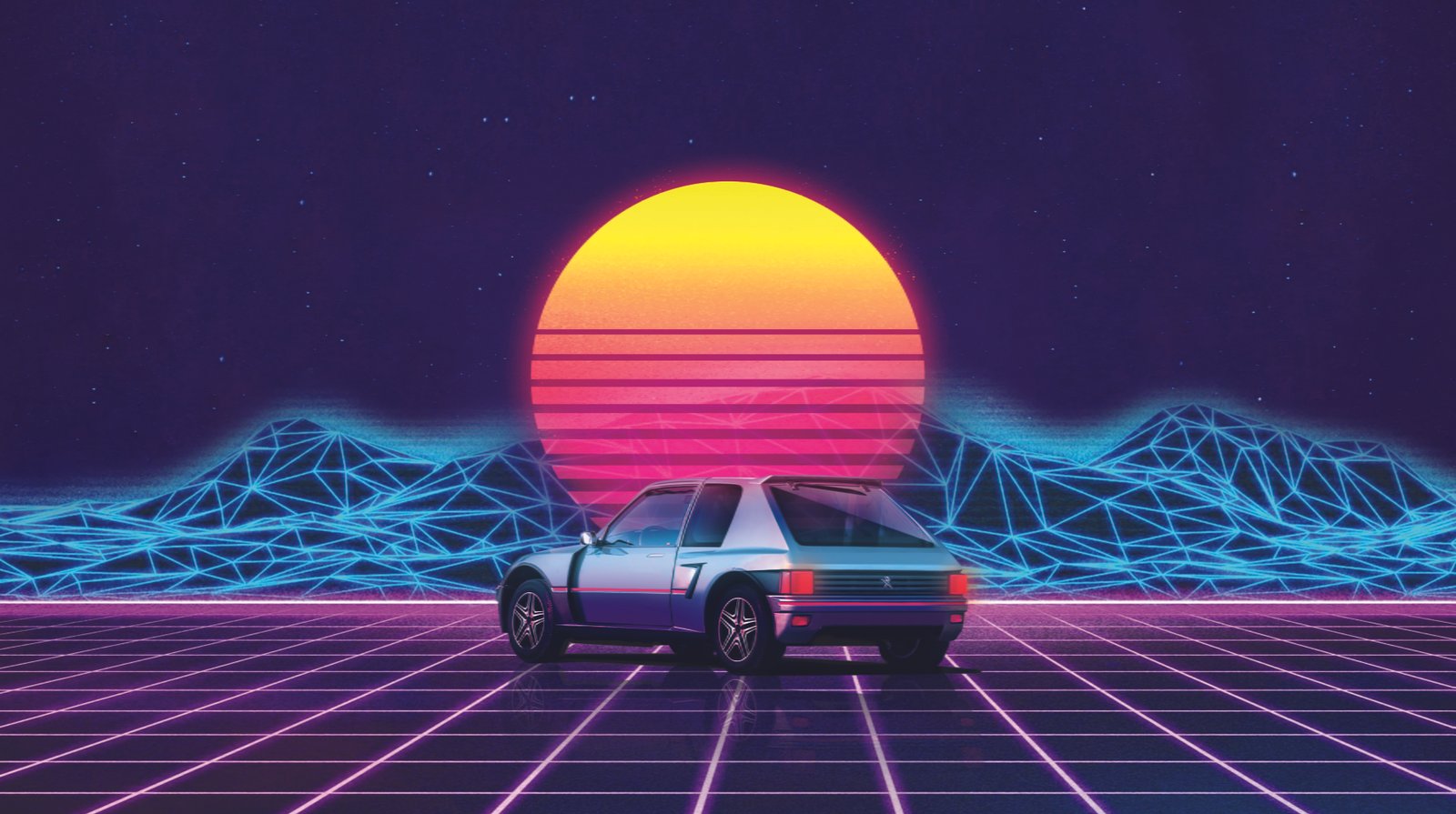 car Retro cyber peugeot GTI Wave 2k 4k 5k