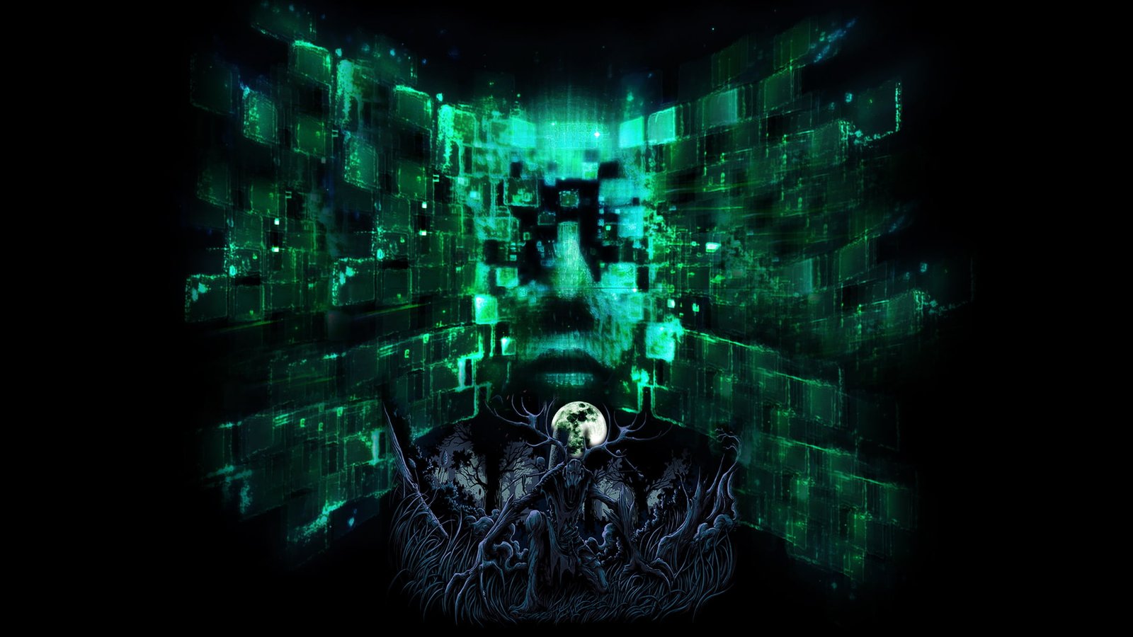 cyber green indoors technology one person connection dark