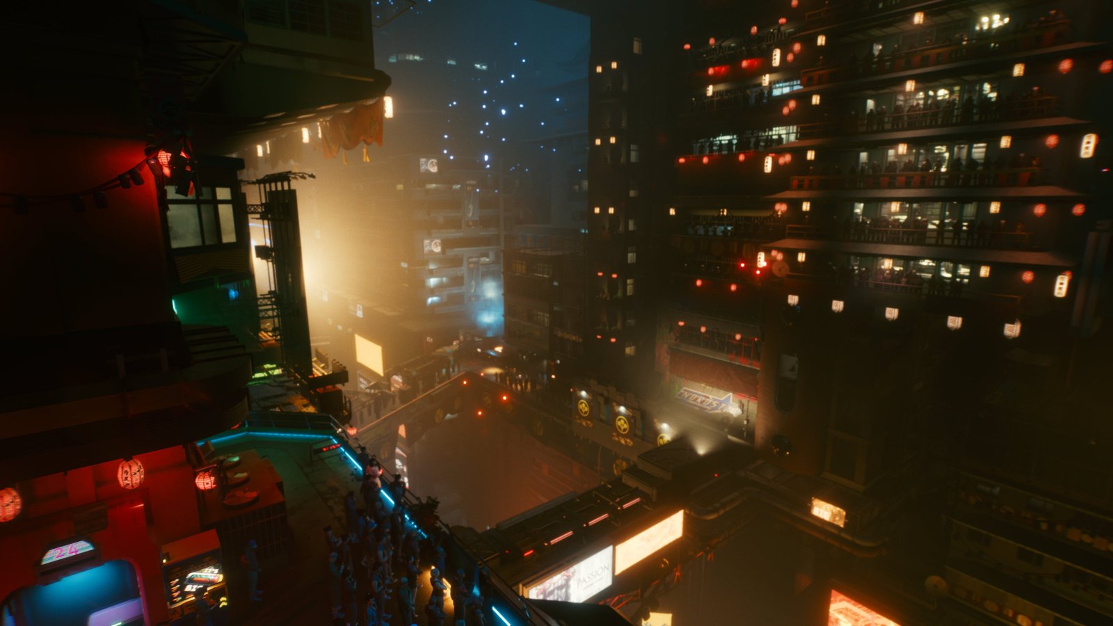 Cyberpunk video games lights neon bridge lantern 2k