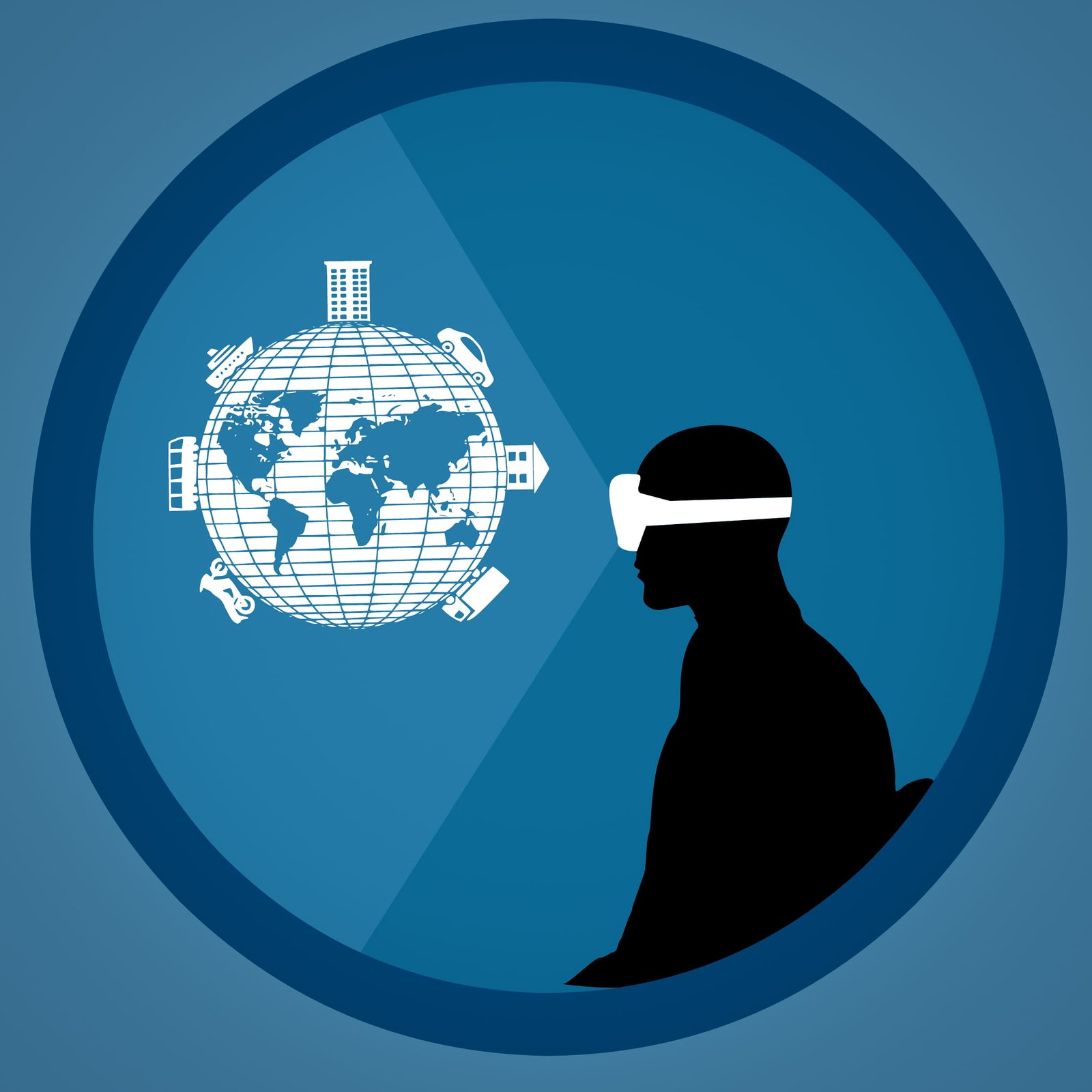 Illustration of person using virtual reality headset augmented 2k