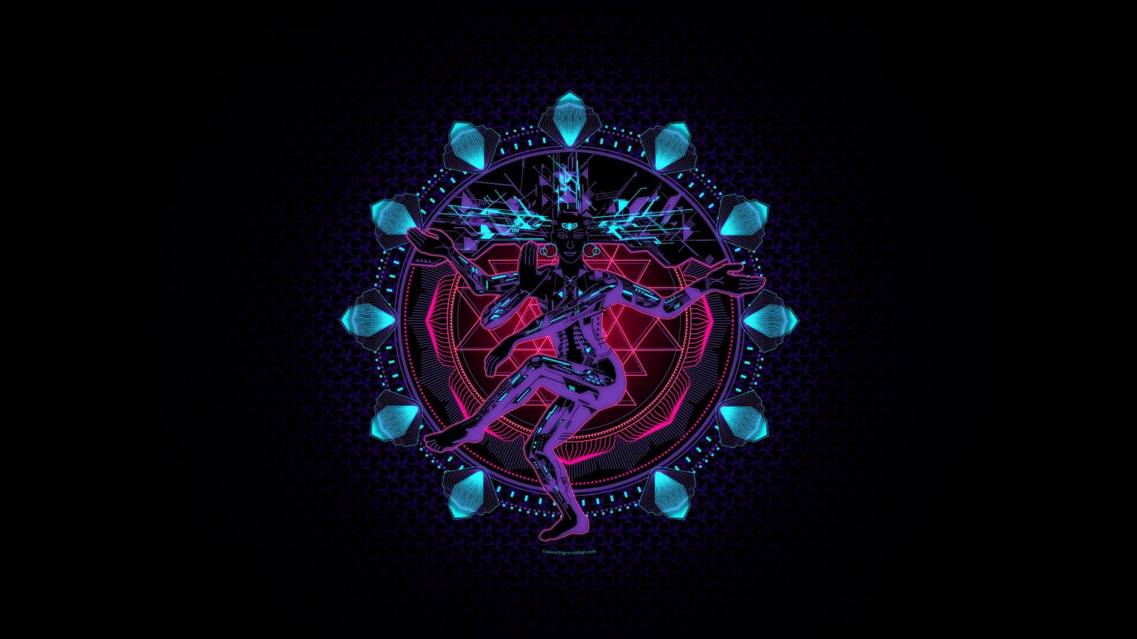 Shiva digital art cyber cyberpunk neon glowing