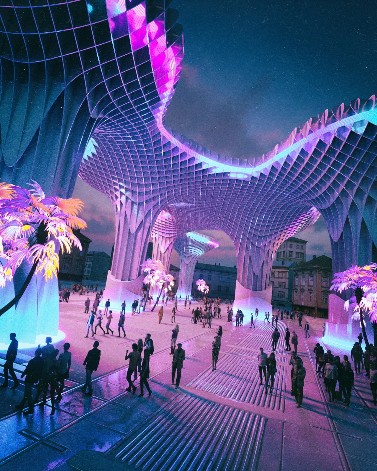 synthwave futuristic Artist cyber neon dark purple background