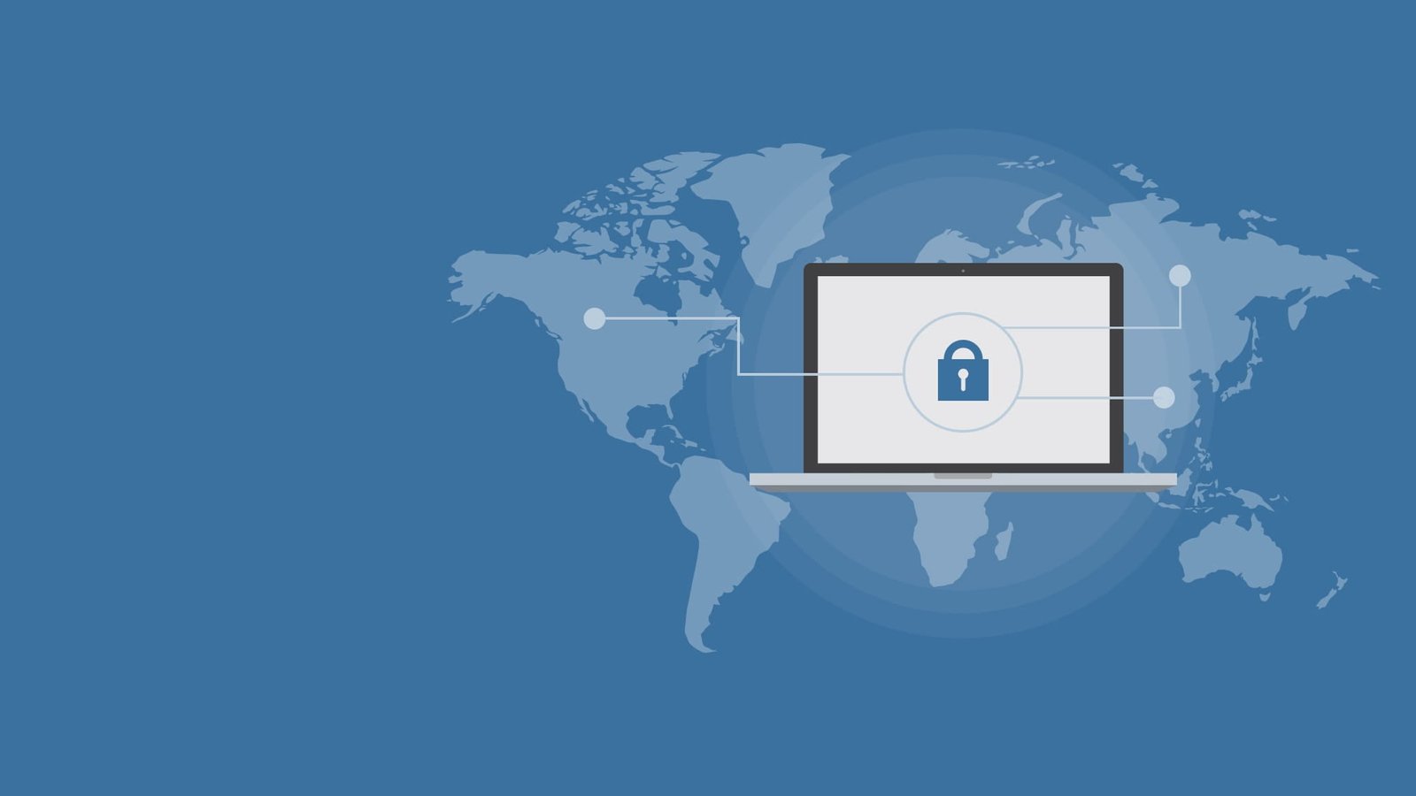 world map and flat screen computer monitor illustration cyber security 2k