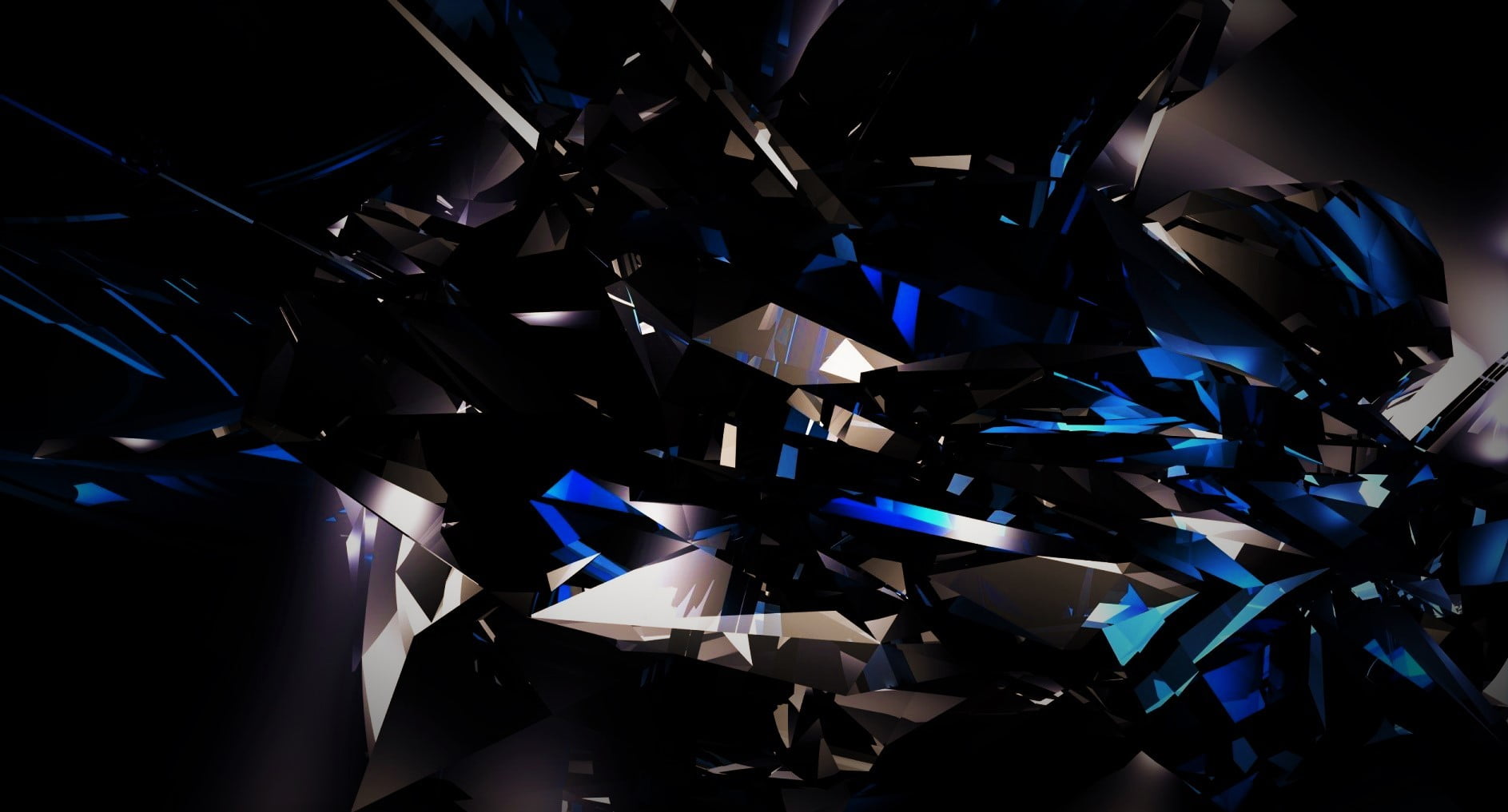 blue and black abstract illustration dark shards glass