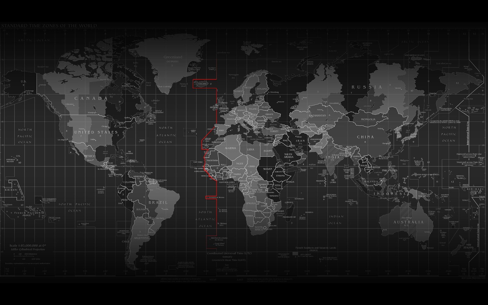 gray and black world map time zones infographics cartography 2k
