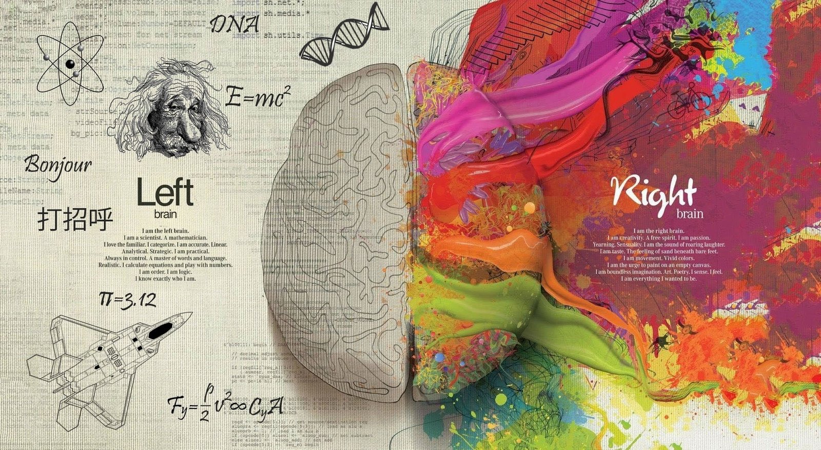Left Right Brain abstract painting Aero Creative finance