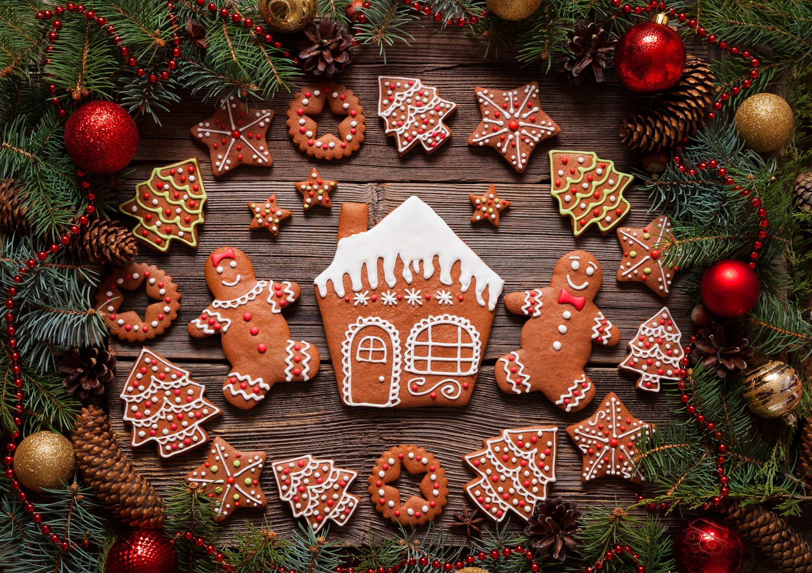 assorted color Christmas decors New Year cookies cakes sweet 2k 4k