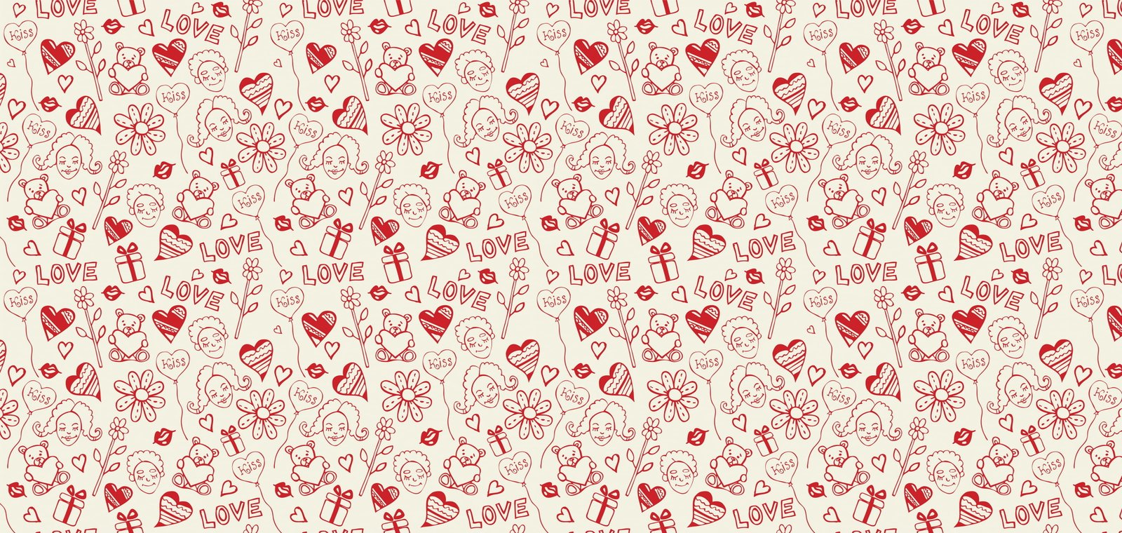 red and white love hearts bears wallpaper background pattern 2k 4k