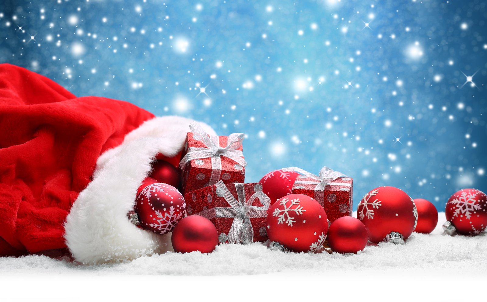 red Christmas baubles and gift boxes decoration gifts New year 2k 4k 5k